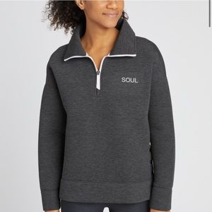 Soul cycle spacer snap funnel neck quarter zip